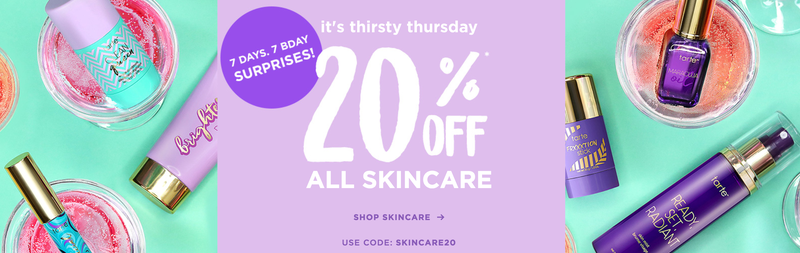 20% off Tarte skin care with code SKINSTORE20